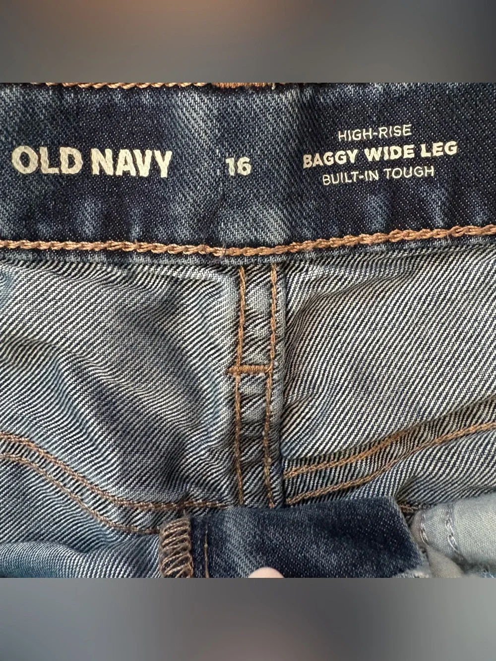 Old Navy Kids Denim Baggy Wide-Leg Jeans High Rise Adjustable Waist Size 16
